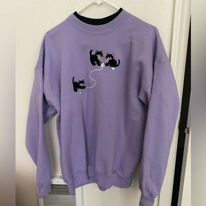 Vintage Top Stitch Cat Grandma Crew Neck